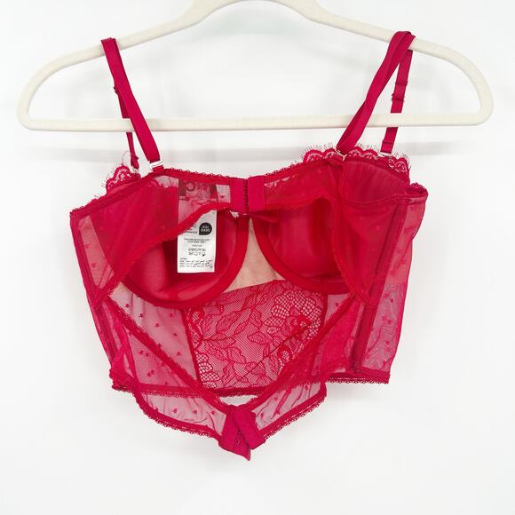 INC International Concepts Lace Pointelle Mesh Bustier Corset Longline Bra Large - Picture 7 of 7